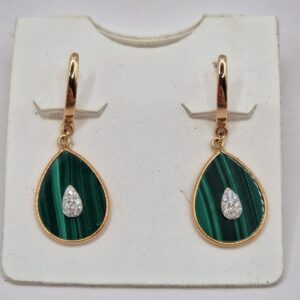 Orecchini "Gocce Malachite con brillanti"